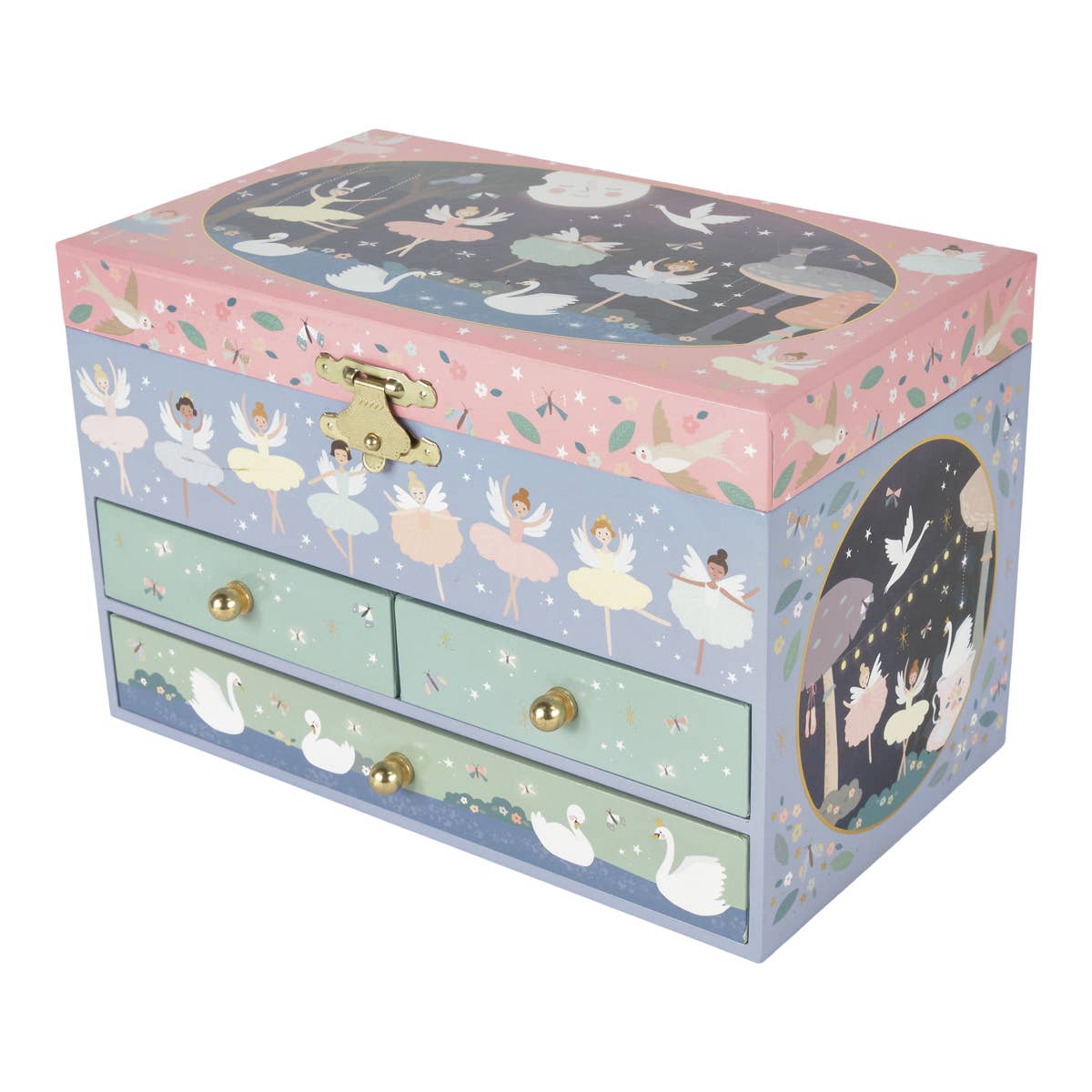 Musical Jewellery Box with 3 Drawers - Enchanted 77
