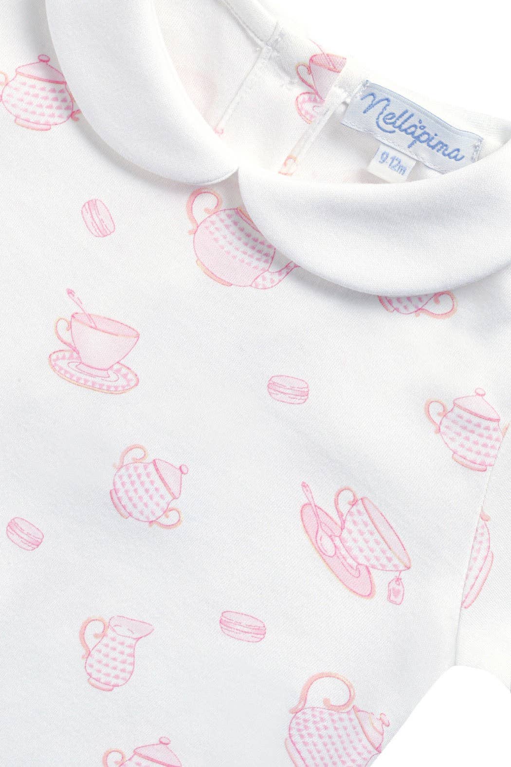 Petite Tea Time Print Romper long sleeve