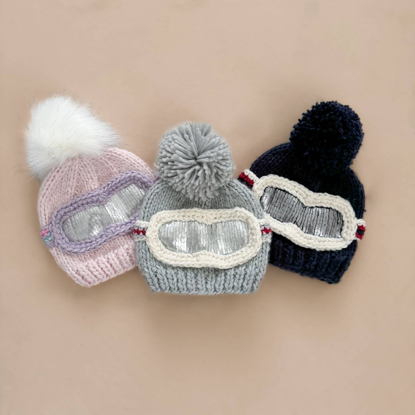 Ski Goggles Beanie Baby Pink Baby Kids Winter Hat Holiday