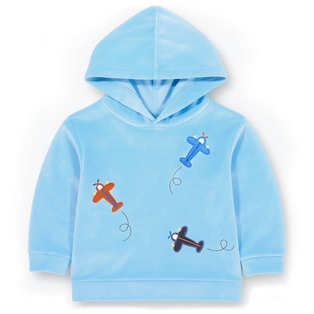 Velour Hoodie With Airplanes