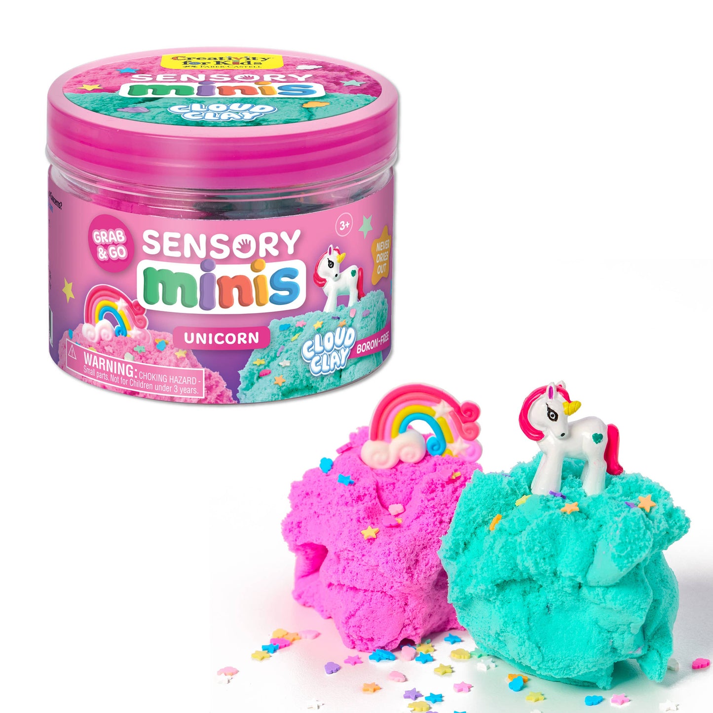 Sensory Mini Play Kit Jar with Cloud Clay: Unicorn Theme