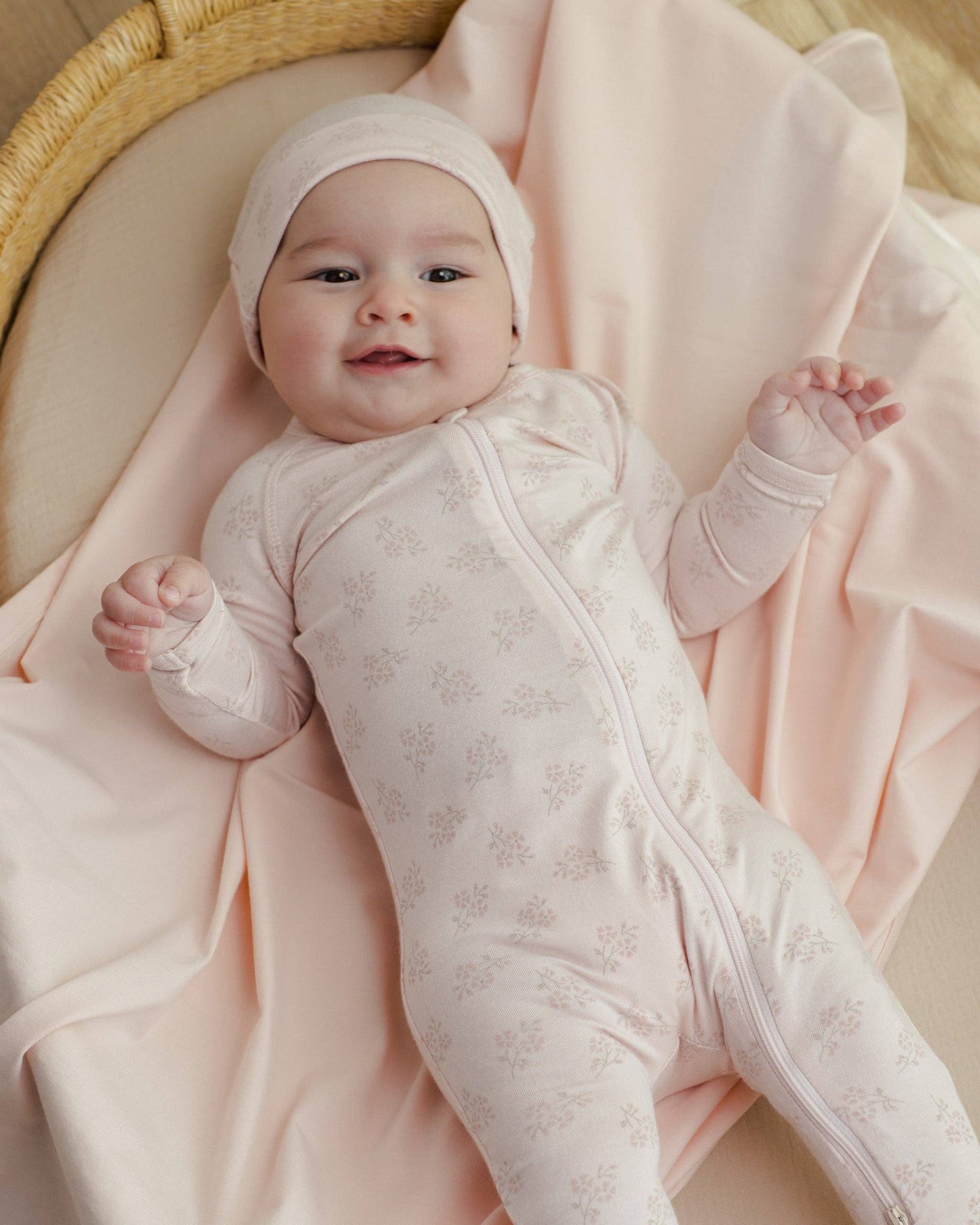 Modal Zip Footie || Pink Blossom