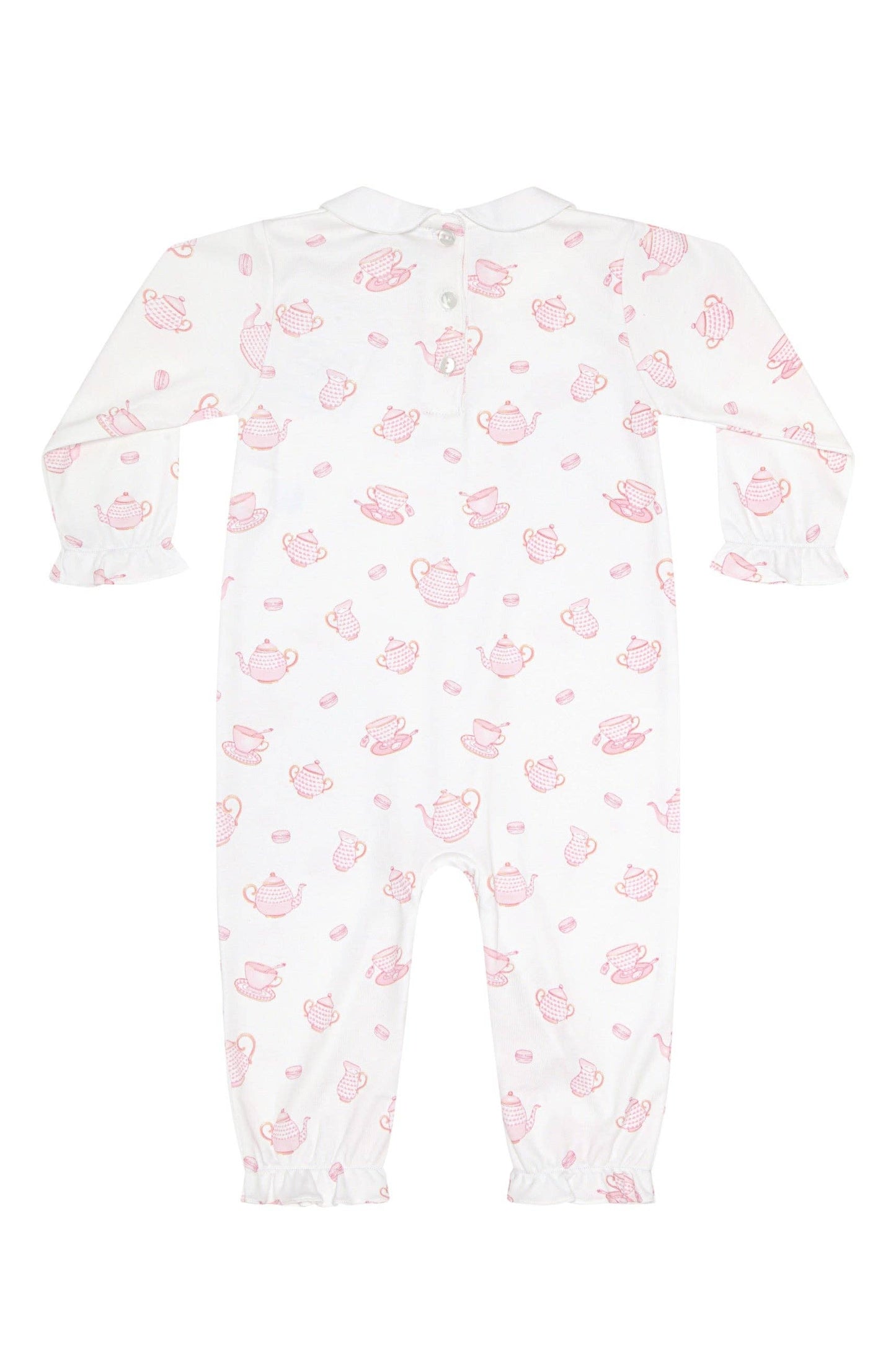 Petite Tea Time Print Romper long sleeve