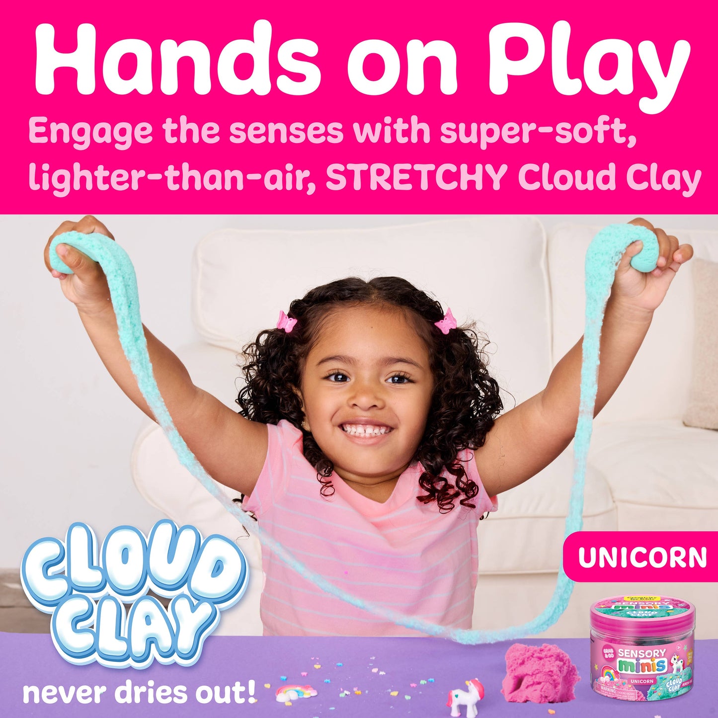 Sensory Mini Play Kit Jar with Cloud Clay: Unicorn Theme