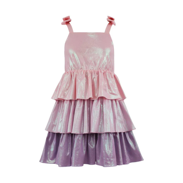 PASTEL OMBRE SHIMMER BOW DRESS