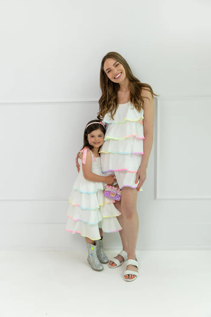 RAINBOW TIERED BOW DRESS