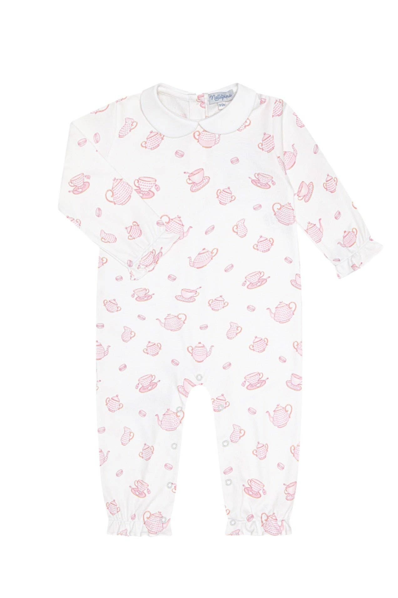 Petite Tea Time Print Romper long sleeve