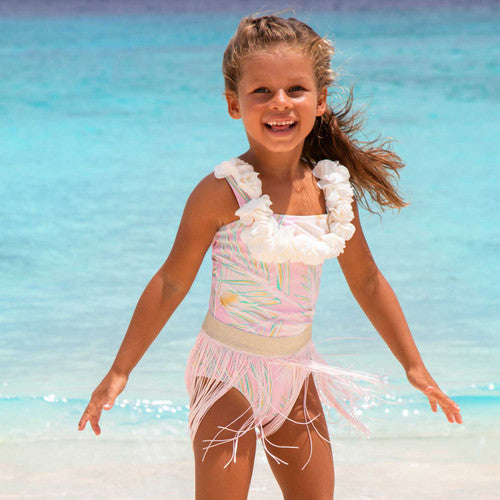 Girls' Hula One-Piece Swimsuit + Skirt Set