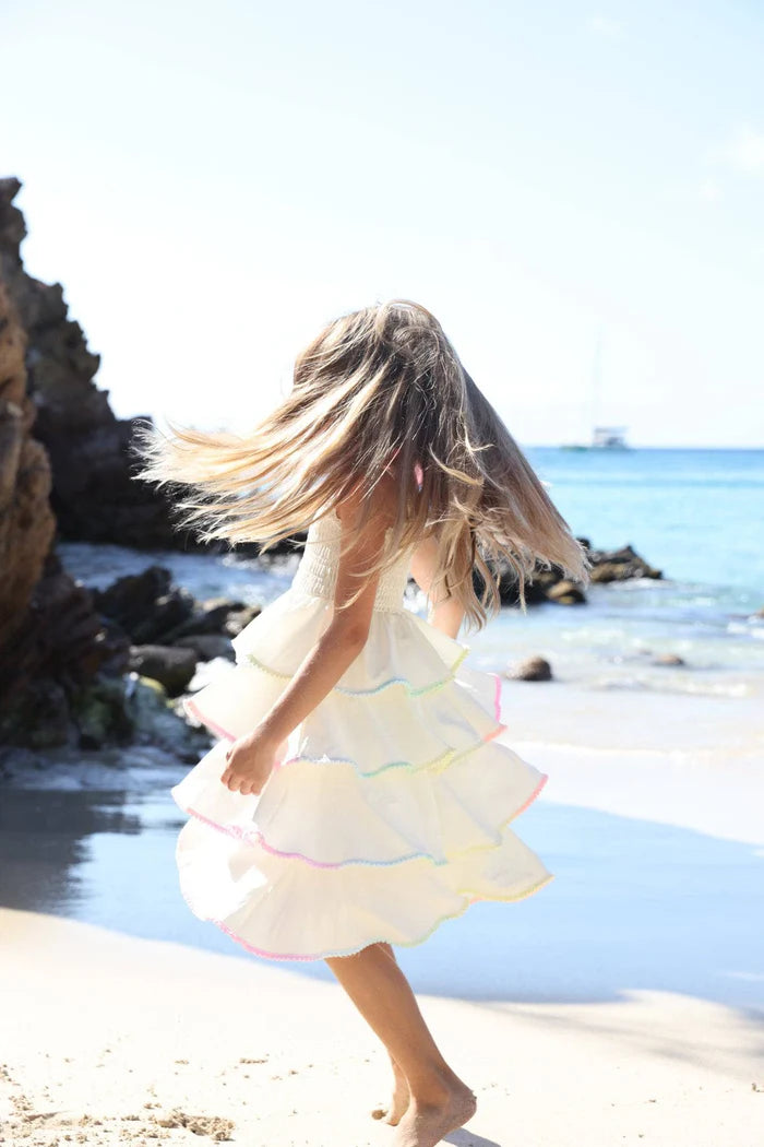 RAINBOW TIERED BOW DRESS