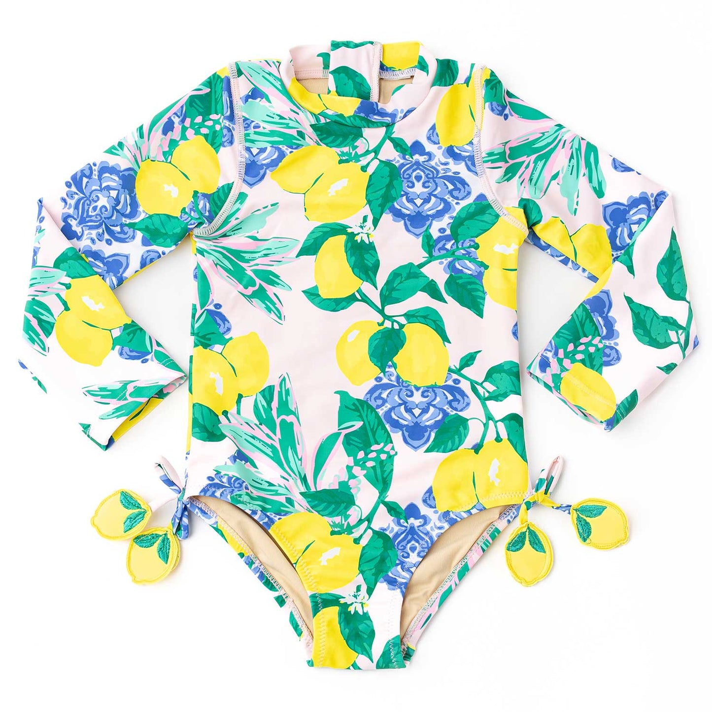 Santorini Citrus Girls Long Sleeve One Piece Swimsuit