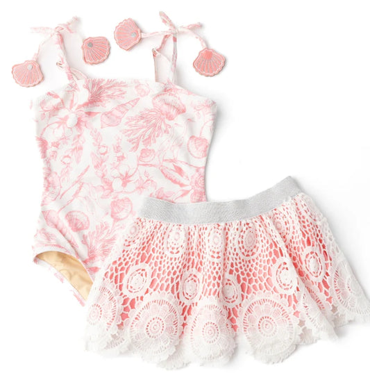 Coral Seaside Toile 2 Piece Swim Set