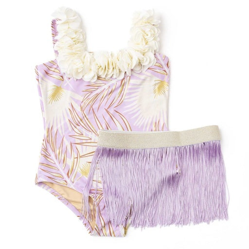 Girls' Hula One-Piece Swimsuit + Skirt Set