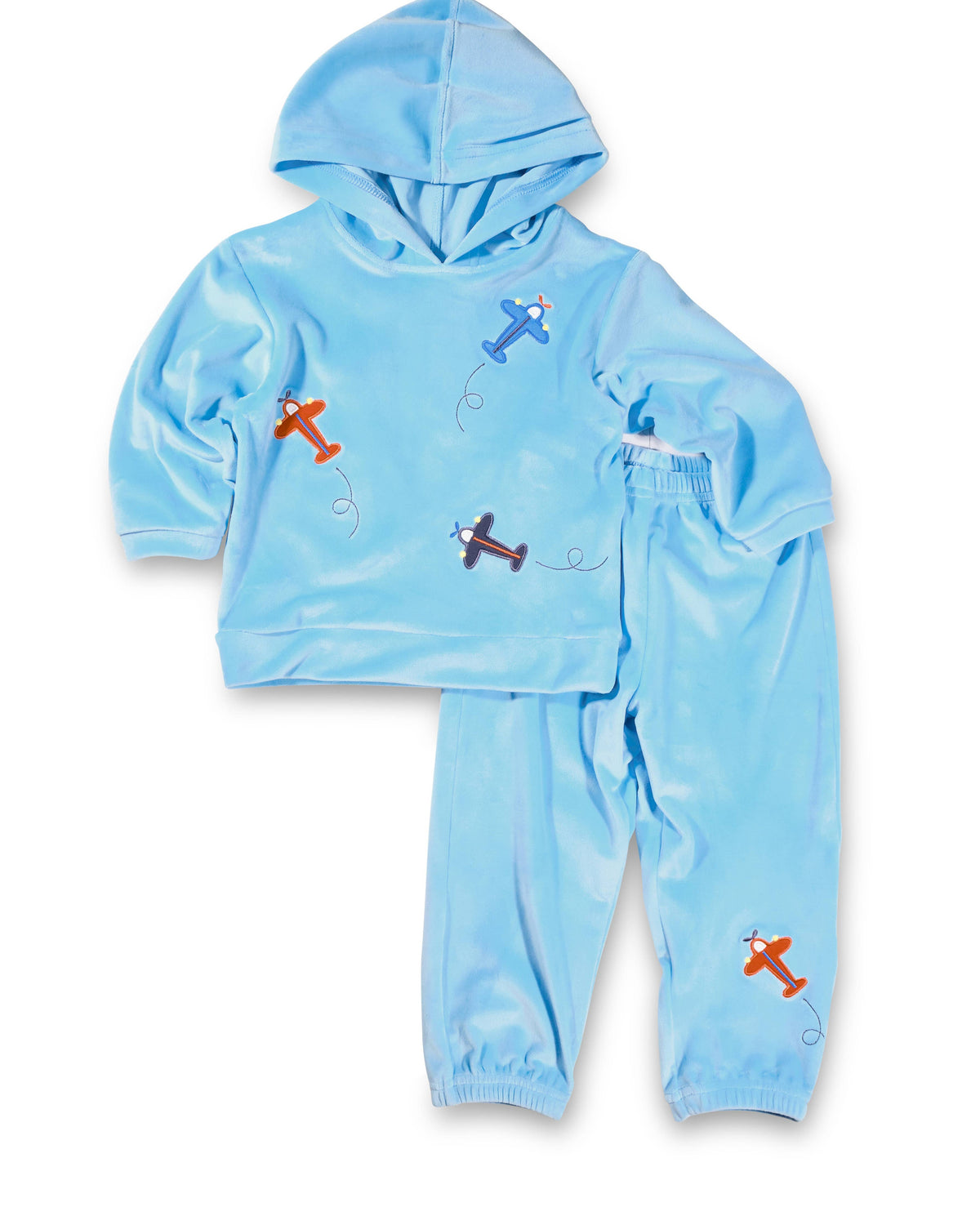 Velour Hoodie With Airplanes