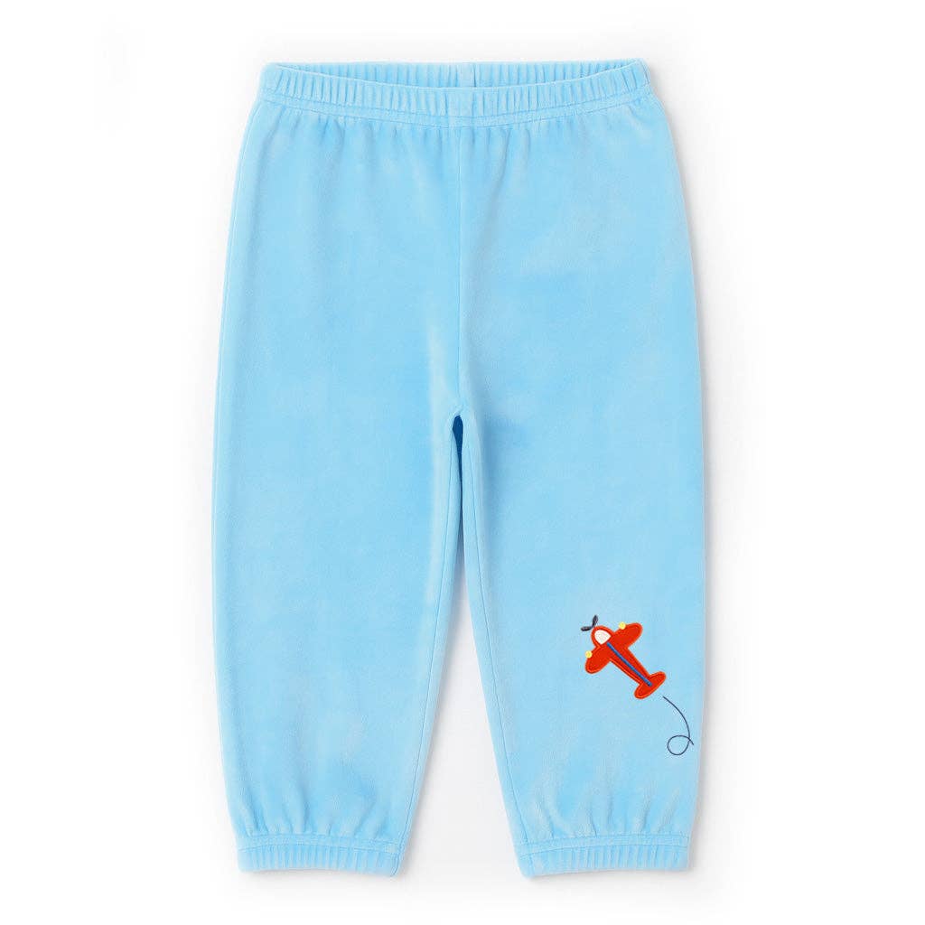 Velour Jogger Pants With Airplane